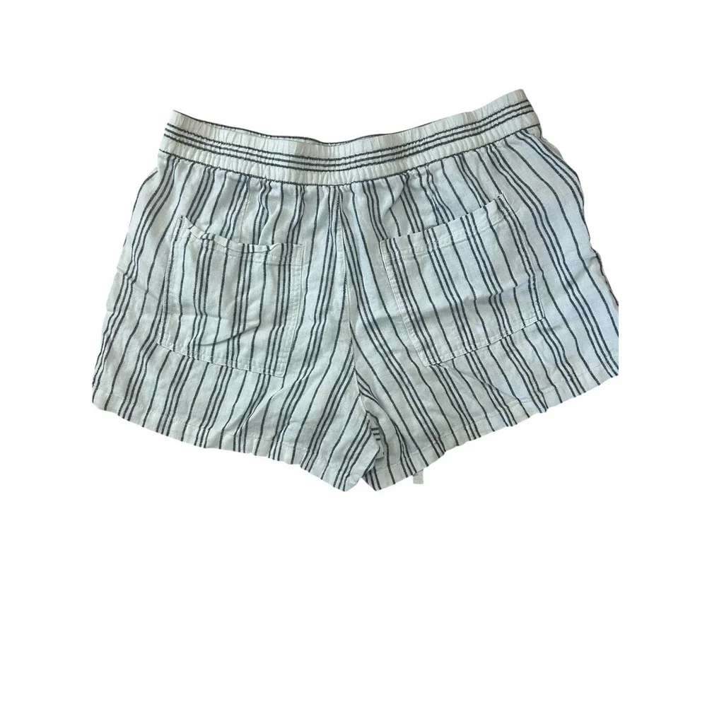 GAP Linen Blend Black Stripe Drawstring Shorts SZ L